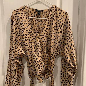 Silk cheetah wrap top